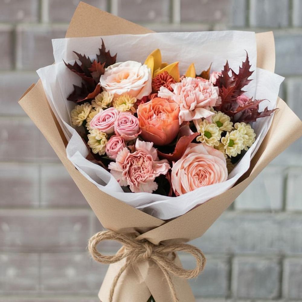 Букет цветов из: Гвоздики, Хризантемы и Розы в Советской Ростовской области