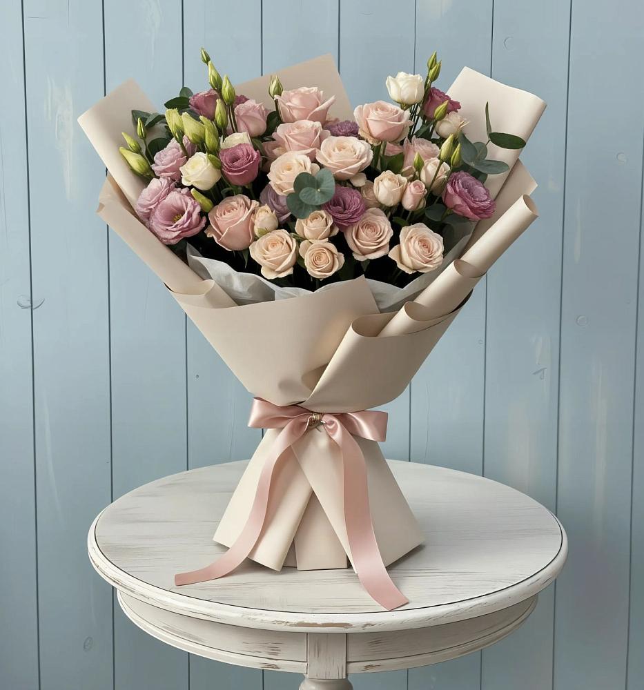 Букет цветов из: Розы и Лизиантусы в Советской Ростовской области