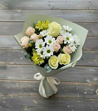 Букет цветов из:  Альстромерии, Розы и Хризантемы в Советской Ростовской области