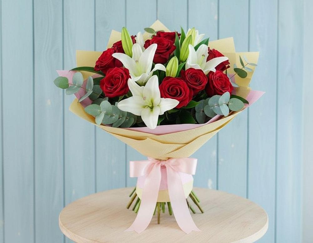Букет цветов из: Лилии и Розы в Советской Ростовской области